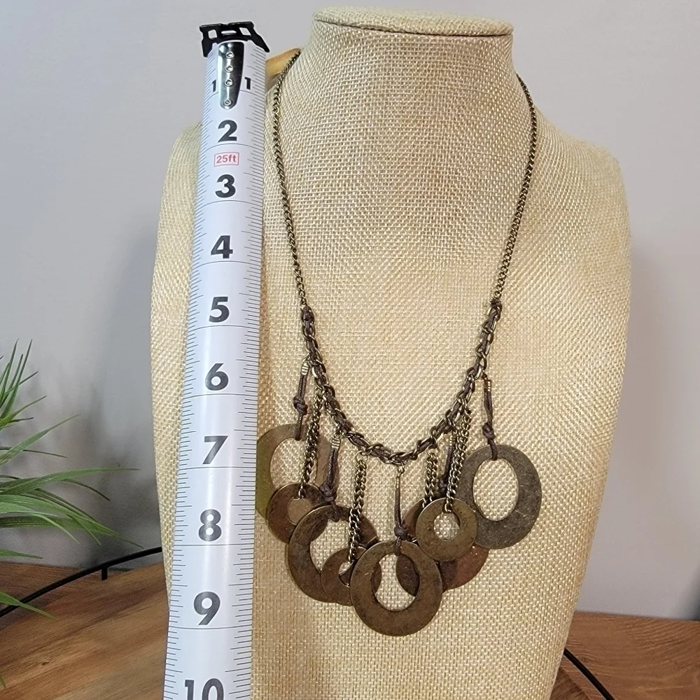 NEW Decree Boho Necklace Metal Loops and chain statement Bib Necklace